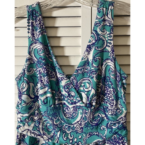 Lilly Pulitzer Shianne Dress Montauk Seafoam Green Women's Size Medium Tropical - Picture 2 of 9